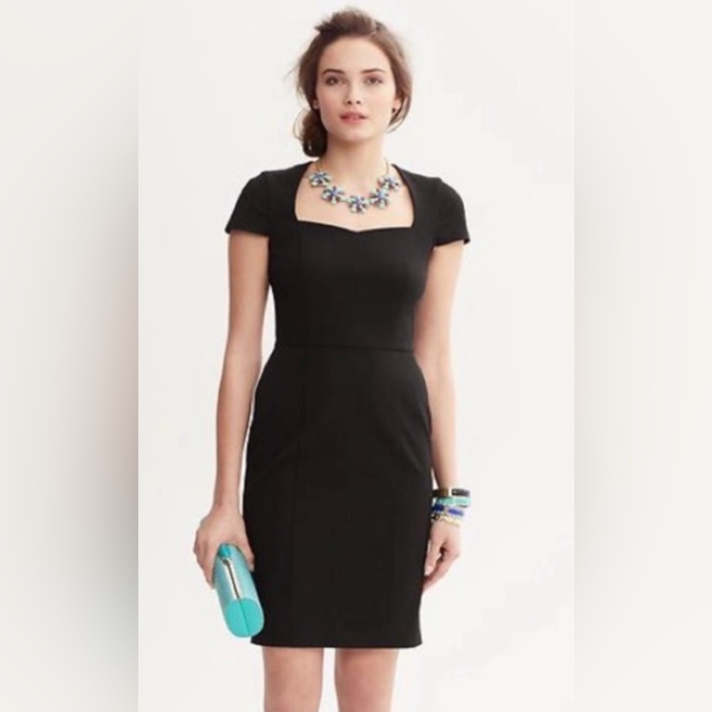 Banana Republic Black Cap Sleeve Sloan Dress